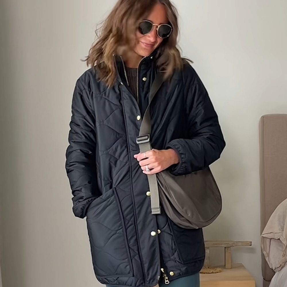 Quince Featherless Quilted Long Puffer Jacket - black - Picture 2 of 16